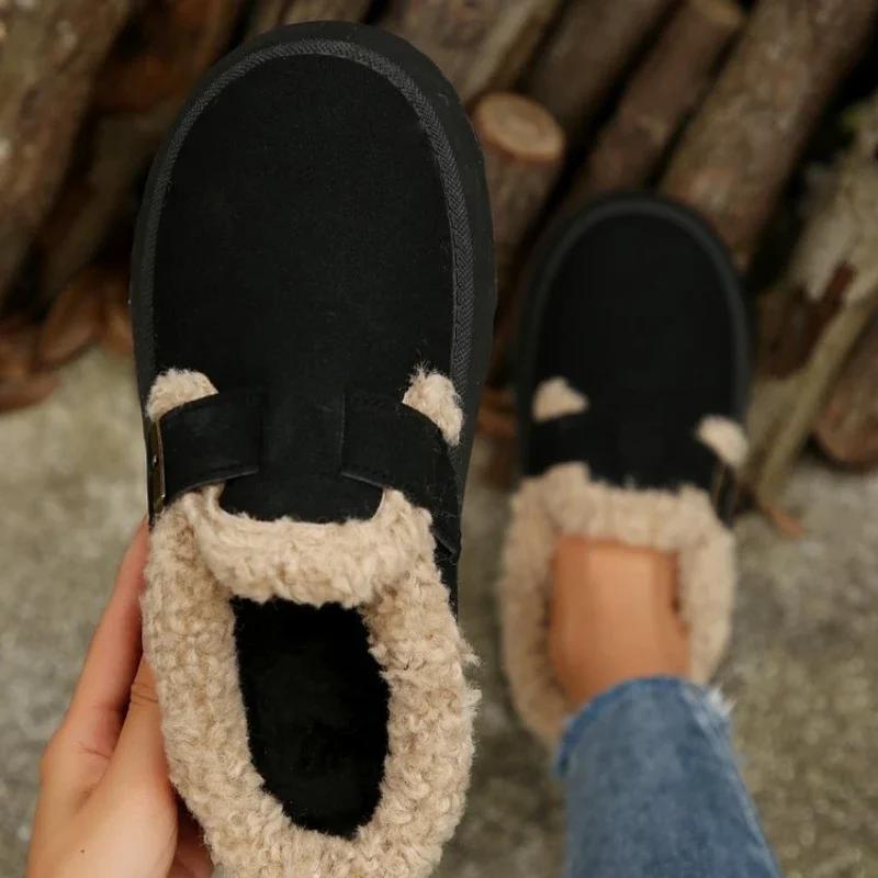 Fashion Snow Boots Winter Wear Outside Thick Sole Cotton Shoes  Plush Thicken Keep Warm Slippers Platform Casual Shoes Outdoor Slippers