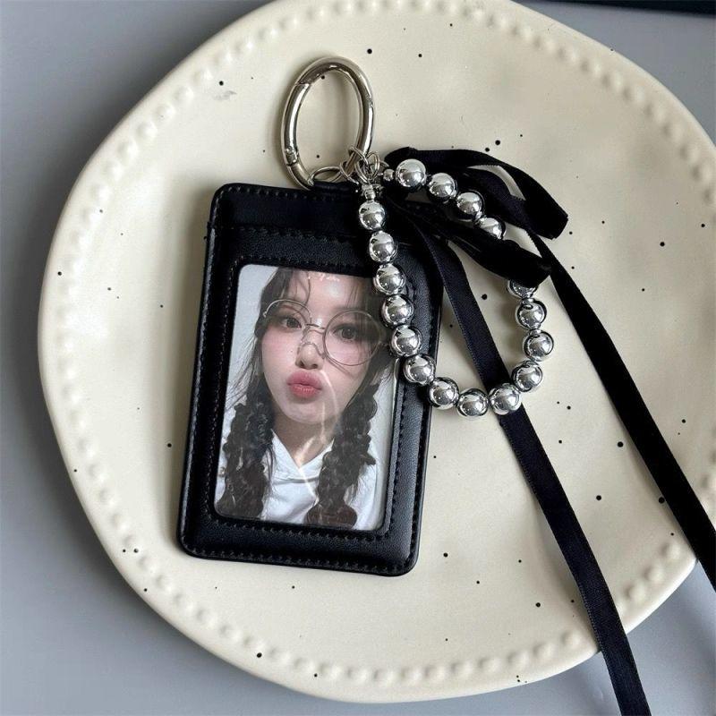 PU Leather Card Holder Idol Photocard Holder Keychain Idol Photo Cards Sleeve Photo Display Pendant Cards Cover