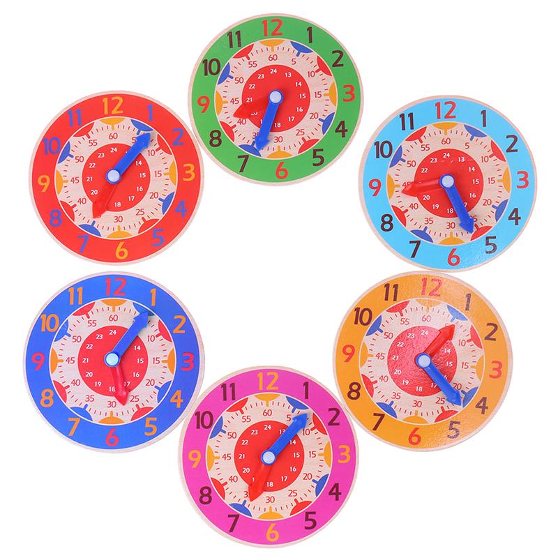 Children Montessori Wooden Clock Toys Hour Minute Second Cognition Clocks