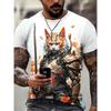 Men's Shirt Style Samurai Cat Graphic 3D Printed T-Shirt Casual Short Sleeved Tee Ersized Men Clothing Tops