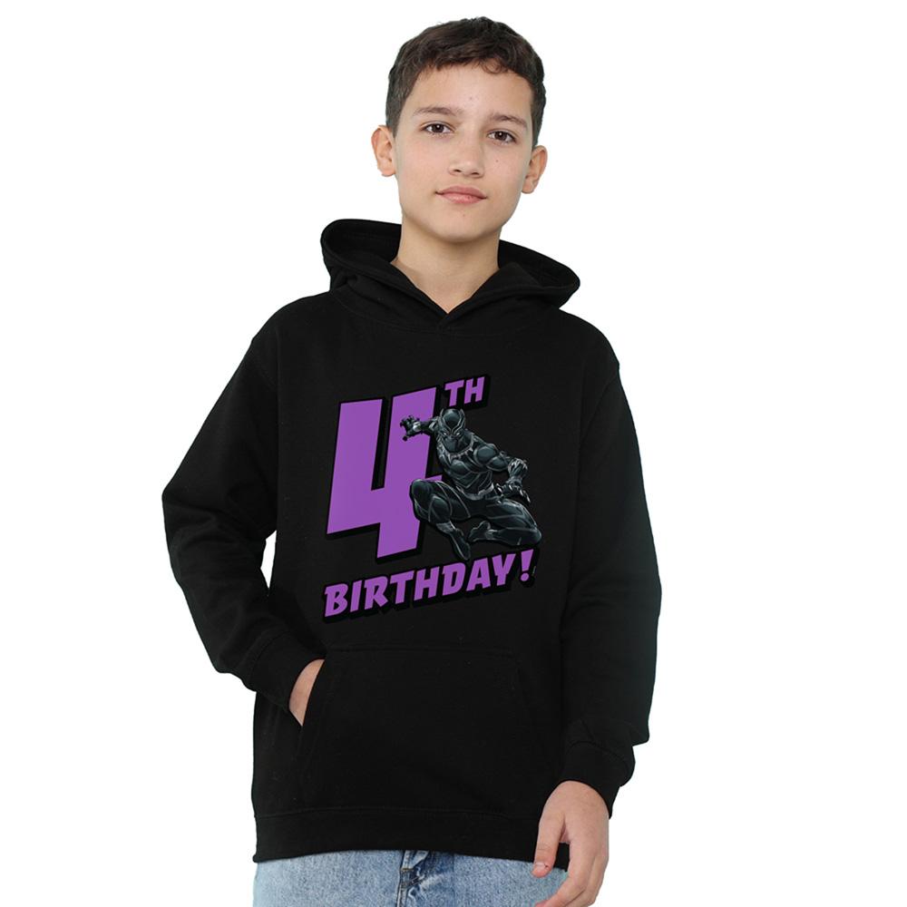 Black Panther Childrens/Kids Heather Pull Over 4th Birthday Hoodie
