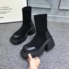 Autumn Increase Platform Short Boots Classic Black Wedges Shoes for Women Fashion Casual Comfy Lady Sneakers Botas Plataforma52