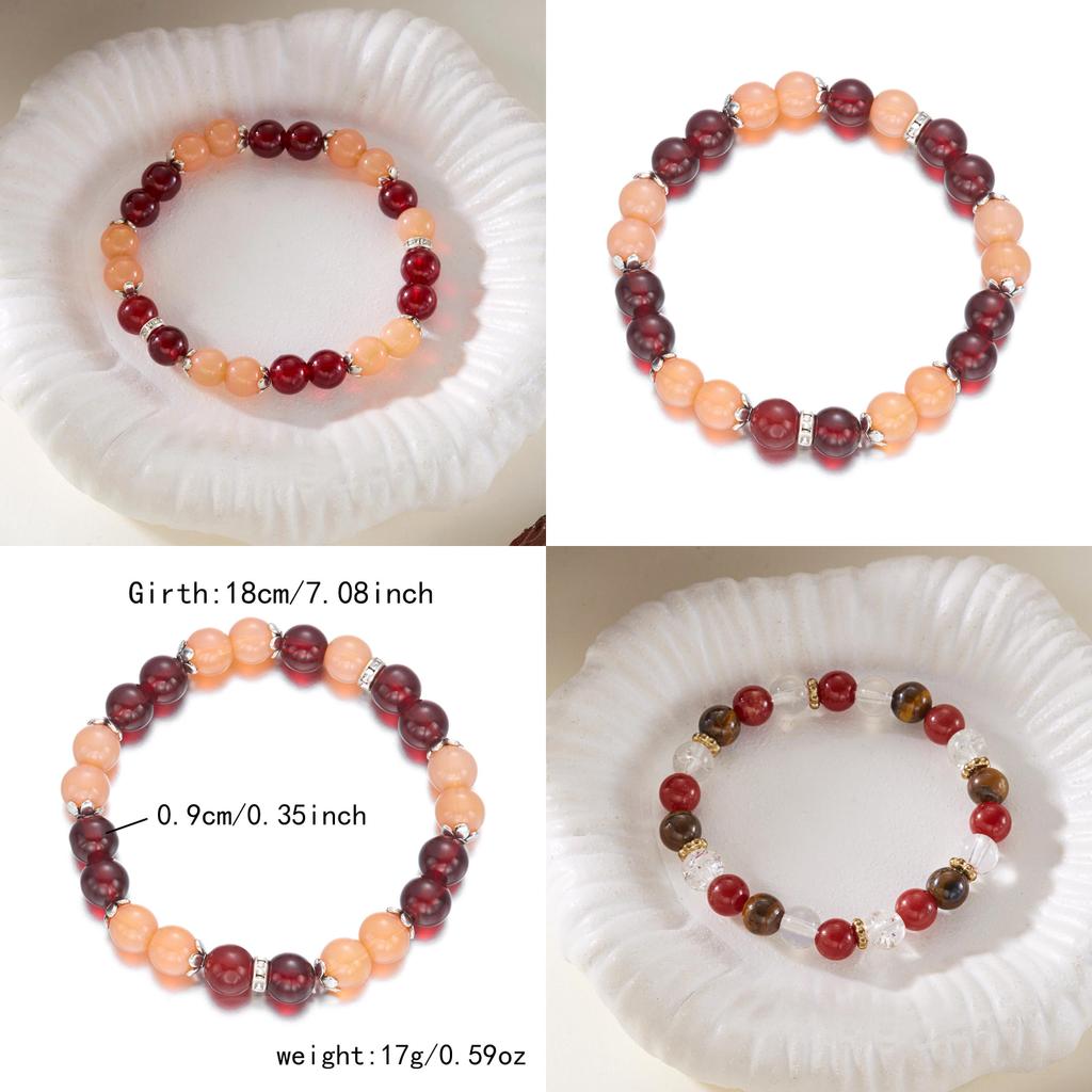 Geometric Stone Womens Bracelet Handmade Elastic Cord Minimalist Jewelry For Casual Wear