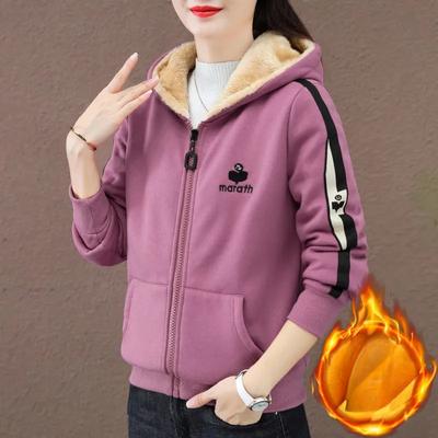 Повседневная свободная короткая флисовая куртка на молнии для женщин, осенняя корейская толстовка с капюшоном с длинным рукавом, уличная мода, спортивные толстовки с капюшоном, топы