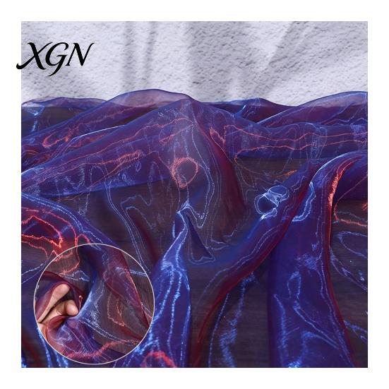 Durable Organza for Fashion Accessories 1 Yard Two Tone Sheer Fabric, 60 Inch Wide Iridescent Silky Decorative Fabric Christmas Tree Ornaments Glitter