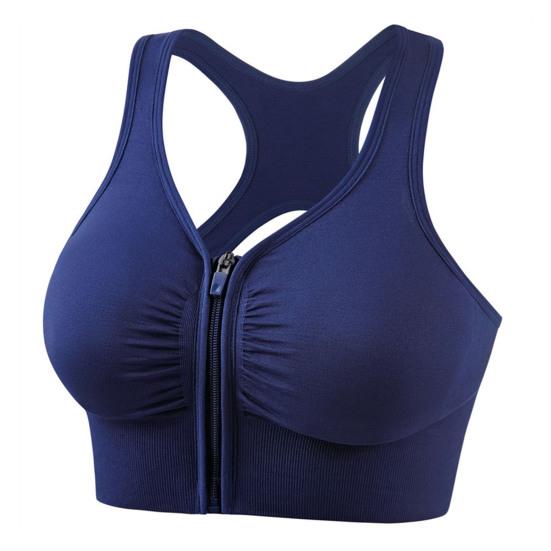 Bra Front Zipper Closure Solid Color Vest Type Hollow Out Back Adjustable Shockproof