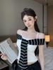 Two-Piece Striped One-Shoulder Camisole for Women - Trendy Summer Top