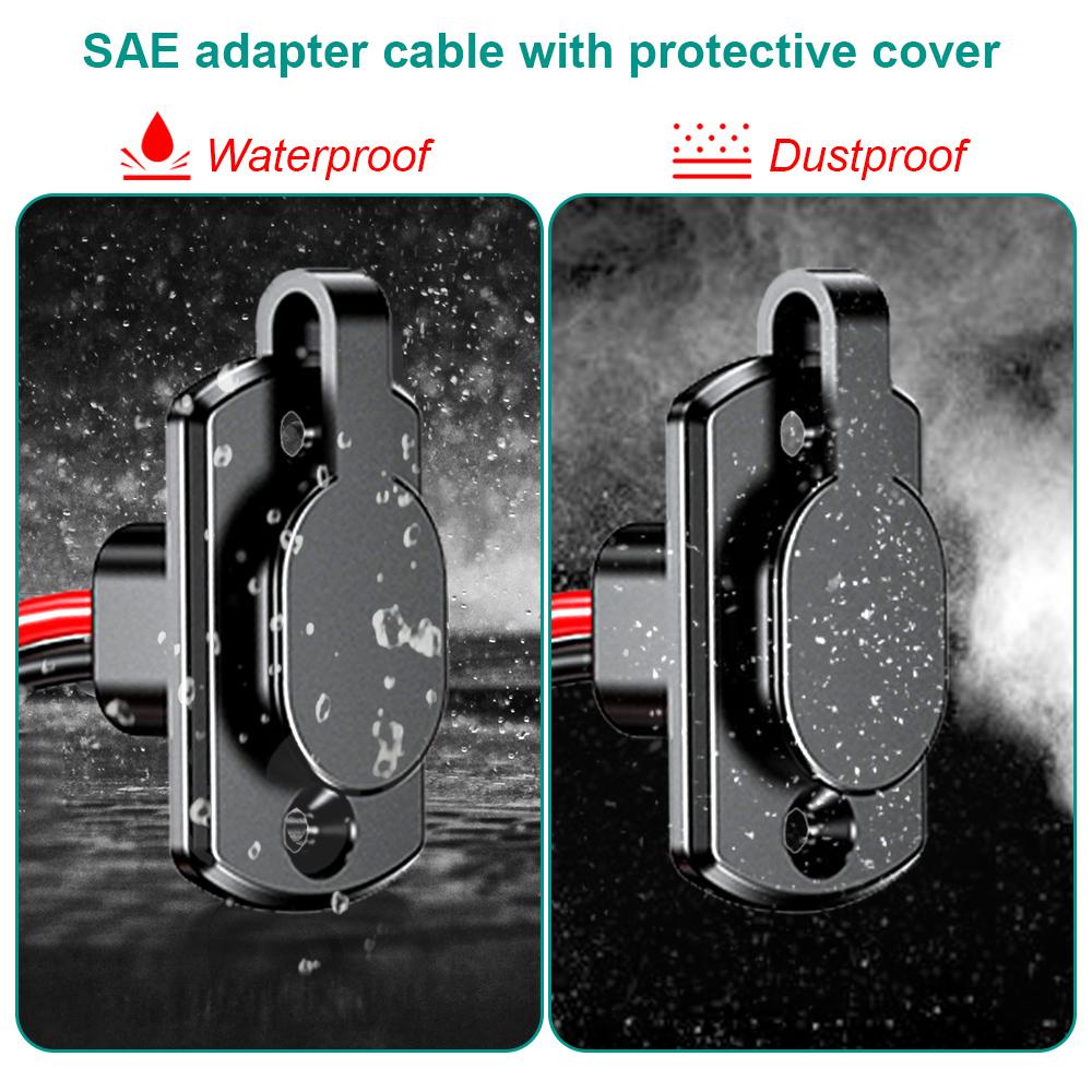 Адаптер жгута быстроразъемного соединителя SAE 12AWG Водонепроницаемый удлинитель SAE Порт на боковой стенке для солнечной панели, генератора, зарядного устройства