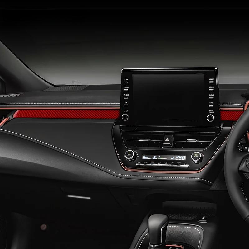 Настоящая мягкая карбоновая наклейка для Toyota Corolla 2019 2020 2021 2022 2023 2024 Панель полосы для второго пилота RHD LHD Аксессуары для интерьера.