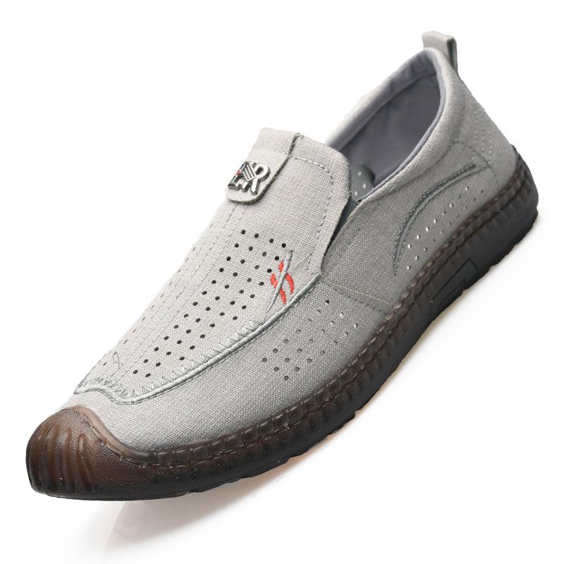 Лето 2025 года, новый тренд, универсальная дышащая мягкая подошва, повседневная обувь Doudou, корейская версия мужских мокасин из ткани