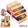 50Pcs/Lot Colored Wooden Sticks Natural Wood Ice Cream Sticks Kids DIY Tool