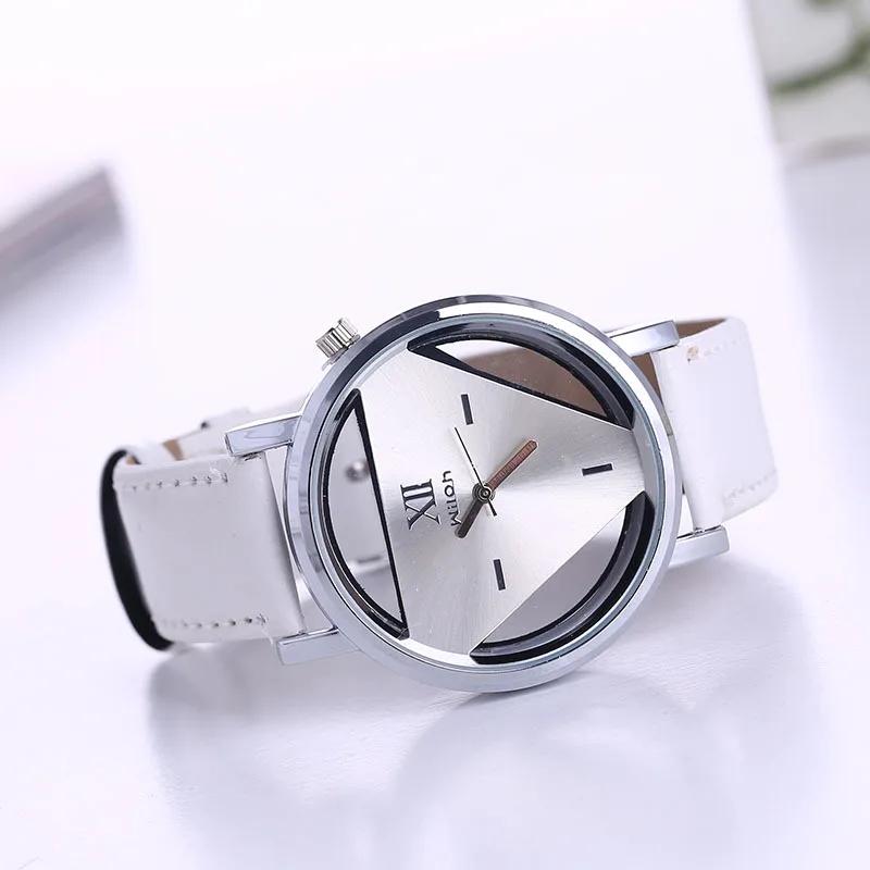 New Design Fashion Ladies Watches Elegant Hollow Triangle Watch Women Thin Leather Strap Quartz Watch Gifts Relogio Feminino