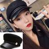 Модная шляпа из искусственной кожи, осенне-зимняя шерстяная матросская шапка для женщин и мужчин, черный берет с плоским верхом, дорожная шляпа C