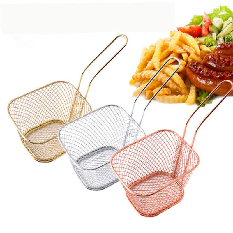Stainless Steel French Fry Frying Basket with Oil Separator and Draining Rack