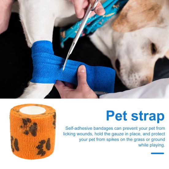 12 рулонов ремней для домашних животных с рисунком когтей, самоклеящиеся повязки, дышащие эластичные повязки для домашних животных для собак, кошек, когтей, растяжений, отеков