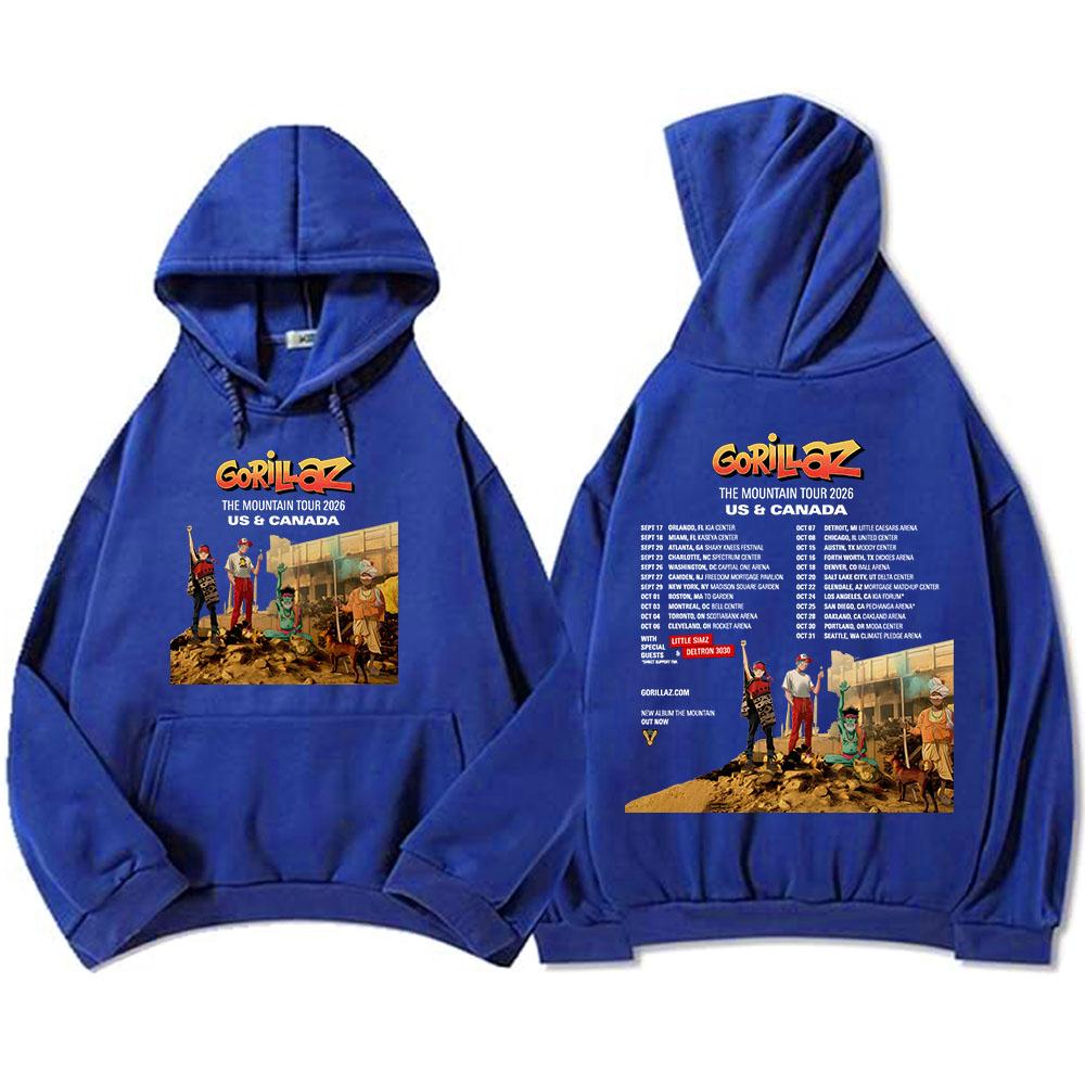 GORILLAZs The Mountain Tour 2026 Hoodies Fashion Long Sleeve Hooded Sweatshirt Unisex Streetwear Pocket Soft Men/Women Pullovers