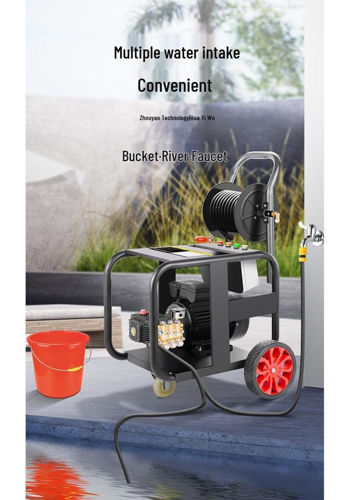 High-Pressure Pipe Dredging & Cleaning Machine, Household Car Washer with Variable Frequency Permanent Magnet, Ultra-High Pressure Cleaner.