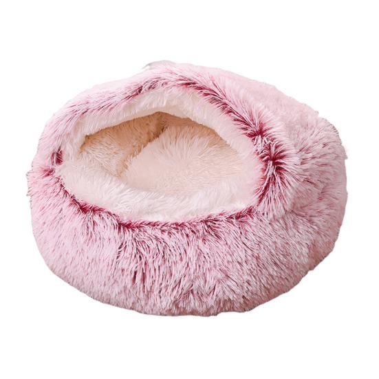 Теплый полузакрытый домик для питомца с плюшевой подкладкой, складной дизайн, нескользящее дно, снимающая стресс лежанка для питомца
