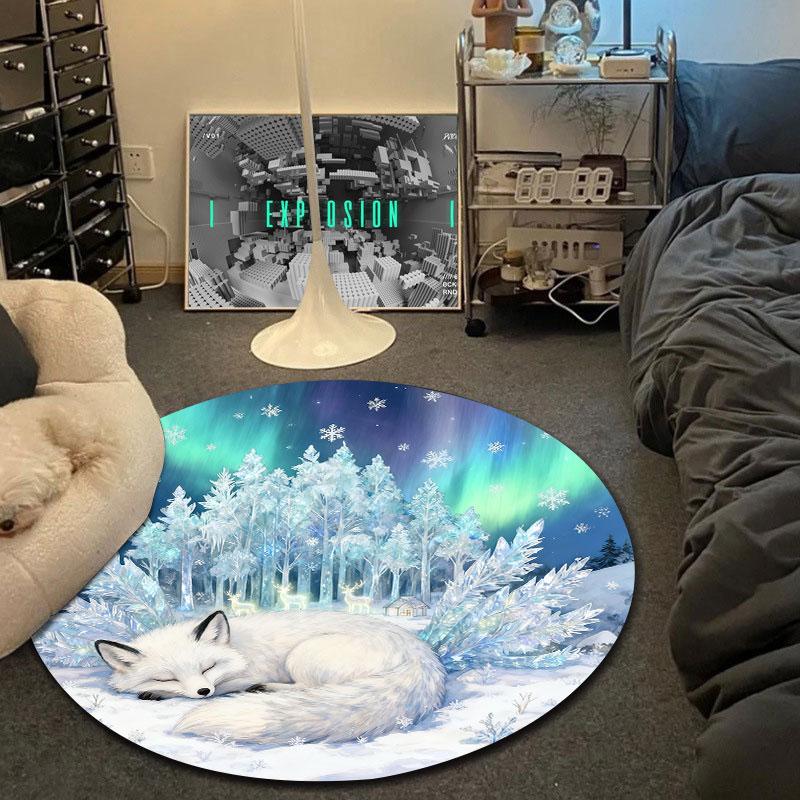 Trendy Round Ocean Multicolor Floor Rug, Non-Slip Floor Mat for Nursery