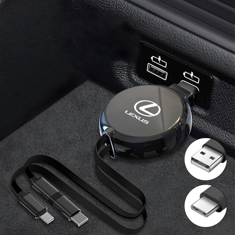 Car Interior 3 In 1 Fast Charger USB Data Cable for Lexus ES RX NX LS UX LM LX GX LC RZ IS CT GS RC HS SC TX LBX IS Accessories