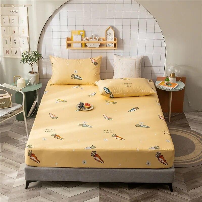 Однослойная простыня из 100% хлопка с принтом, мягкая и удобная простыня и наматрасник, фиксируемый резинкой.