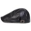 Men Retro Pu Leather Solid Color Newsboy Caps British Painters Hats Spring Autumn Side Adjustable Flat Cap Hip Hop Berets