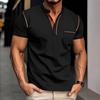 Мужские летние топы с воротником-стойкой и пуговицами, с полузастежкой, футболка с коротким рукавом, повседневные свитера, повседневная одежда
