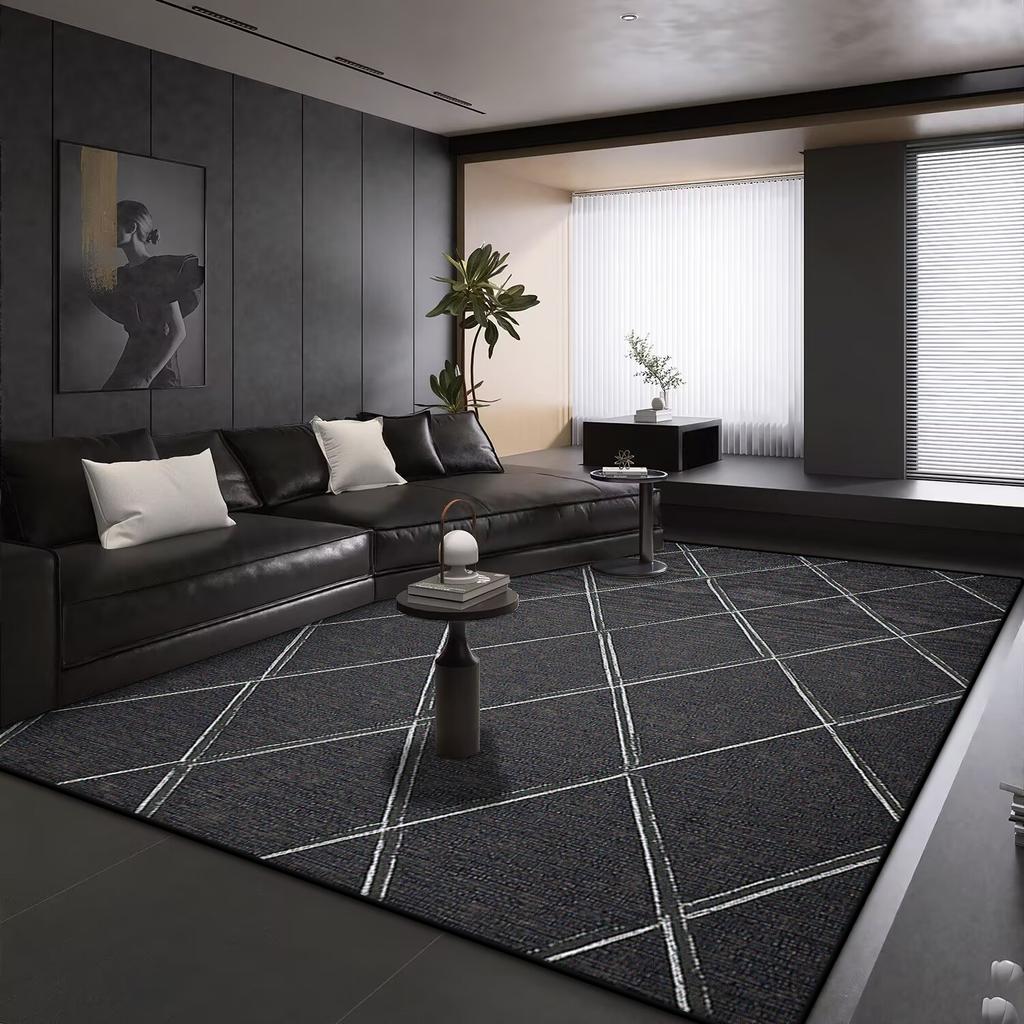 Modern Geometry Large Living Room Carpet Black Decoration Home Carpets Non-slip Rugs for Bedroom Decor Lounge Sofa Floor Mat