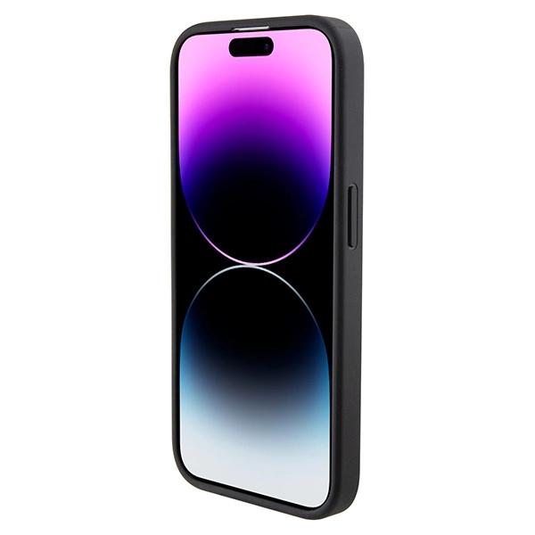 Ferrari Perforated Waves Metal Logo Case For Iphone 15 Pro - Black