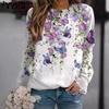 Женские модные повседневные весенне-осенние блузки и рубашки с круглым вырезом и длинными рукавами с цветочным узором и принтом