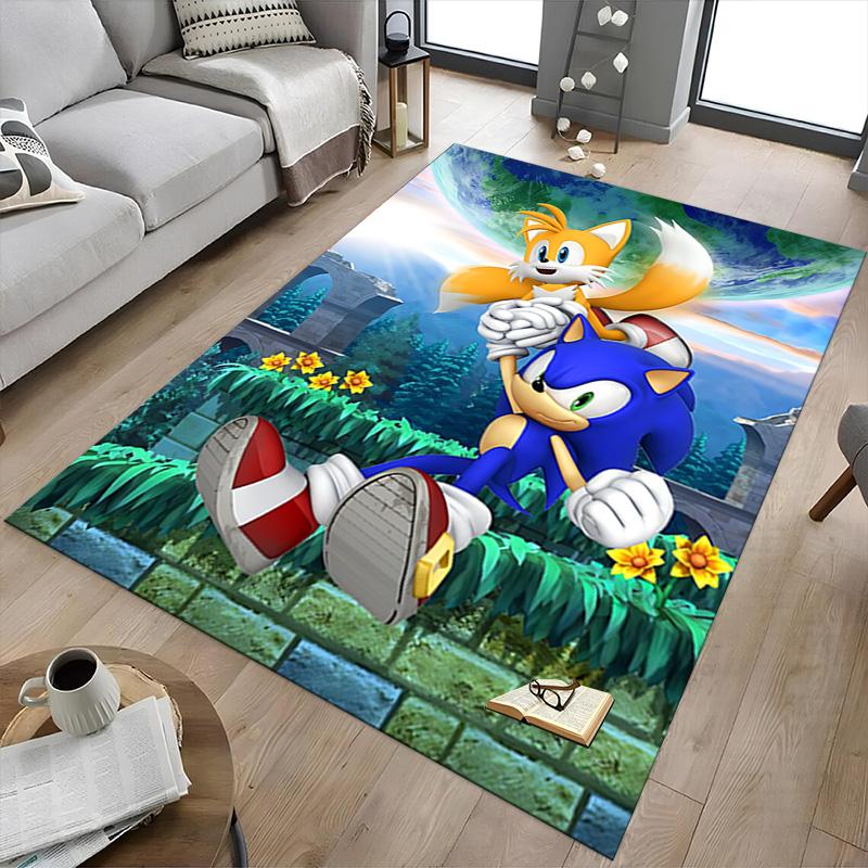 Sonic Tails Adventure Carpet For Playroom Bedroom Living Room Sofa Home Decorkids Game Area Rug Nonslip Floor Mat