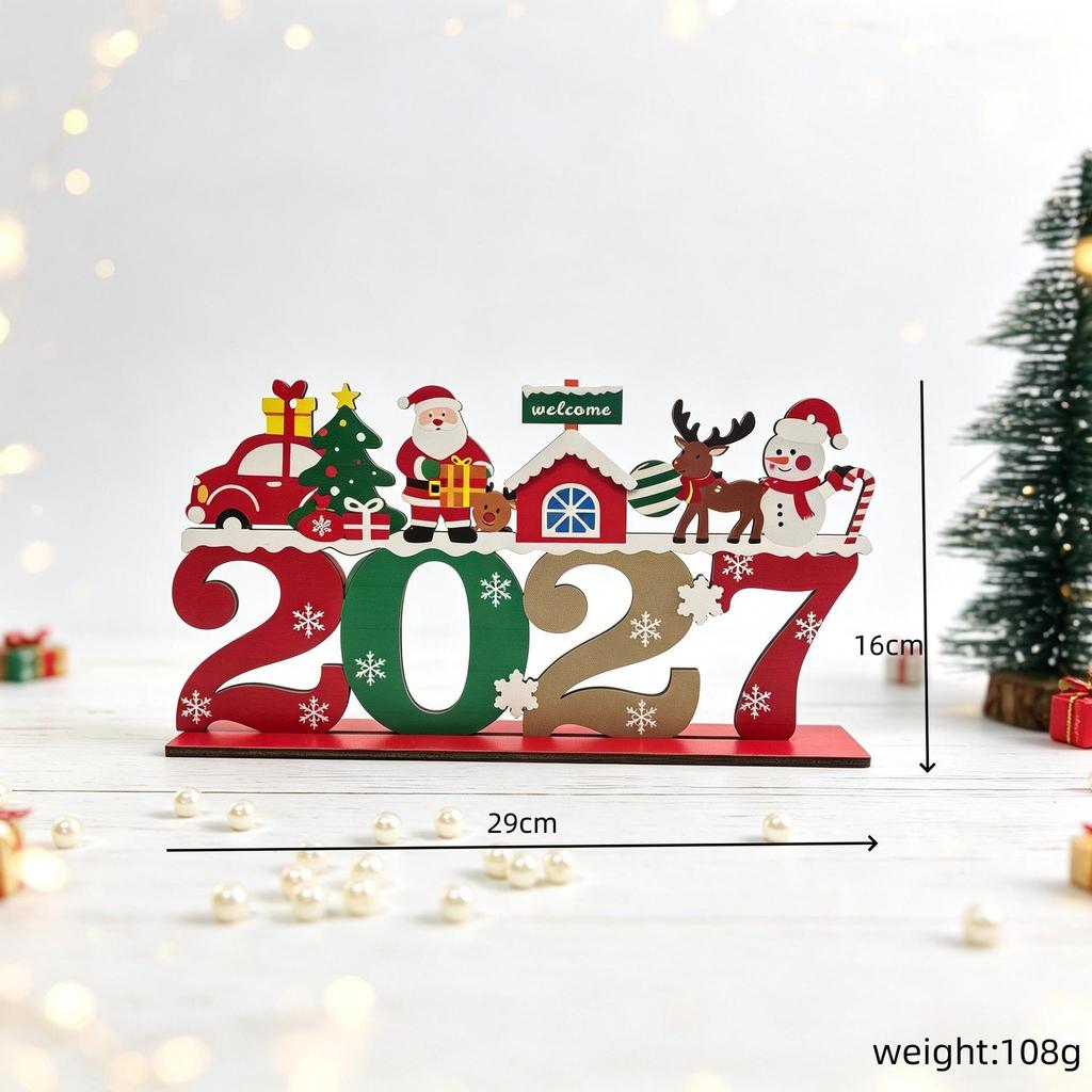 2026 Деревянное рождественское украшение на елку: Креативное украшение в виде английской буквы