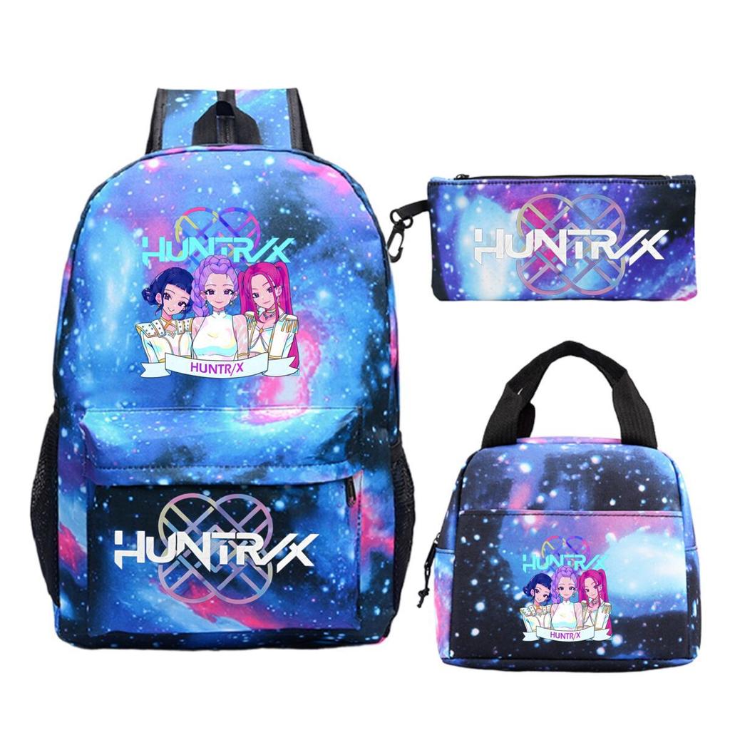 Animation Cartoon Printing Trend Student School Bag Lunch Bag Stationery Pencil Bag Combination Three-Piece Set