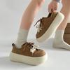 Fashion Khaki Heightened Platform Student Casual Little White Shoes Women's 2025 New Explosion Spring and Autumn Big Head Bread Shoes Board Shoes