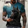 Beast Wolf 3d Black Printing Series New Summer Men's Short Sleeved Shirt Super Large Top Fashion Street Wear O Collar Men's Shir