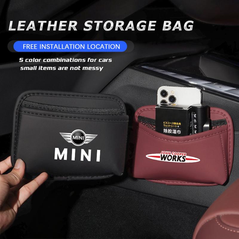PU Leather Car Storage Organizer Bag Pocket For MINI Cooper JCW Countryman Clubman Cabrio Paceman Coupe Car tire valve cap