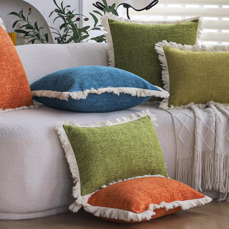 Плотный Лен Однотонная Наволочка для Подушки Дивана Подушка Гостиная Подушка для Спины Автомобиль Отель Поясничная Подушка