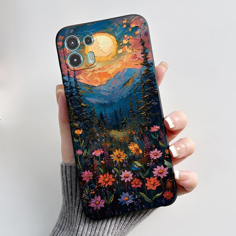 Чехол для Motorola Edge 20 Lite XT2139-1 Красивая Девушка Милое Сердце Кролик Черный ТПУ Силиконовая Задняя Крышка Для Чехла Moto Edge 20 Fusion