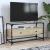 VidaXL TV Cabinet with Glass Top Sonoma Oak Engineered Wood, TV Stand, Media Cabinet, Hi-Fi Cabinet, TV Unit, 846065