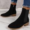 British Style Women's Suede Mid-Tube Boots with Thick Heel and Side Zipper
