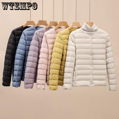 Легкая женская короткая куртка с круглым вырезом, осенне-зимняя, простая теплая куртка с круглым вырезом, однотонная, с длинными рукавами, подкладка для пуховика