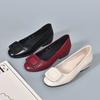 Women Pumps Med Heel Square Toe Pumps Office Lady Leather Shoes Soft Soles Slip On Shoes