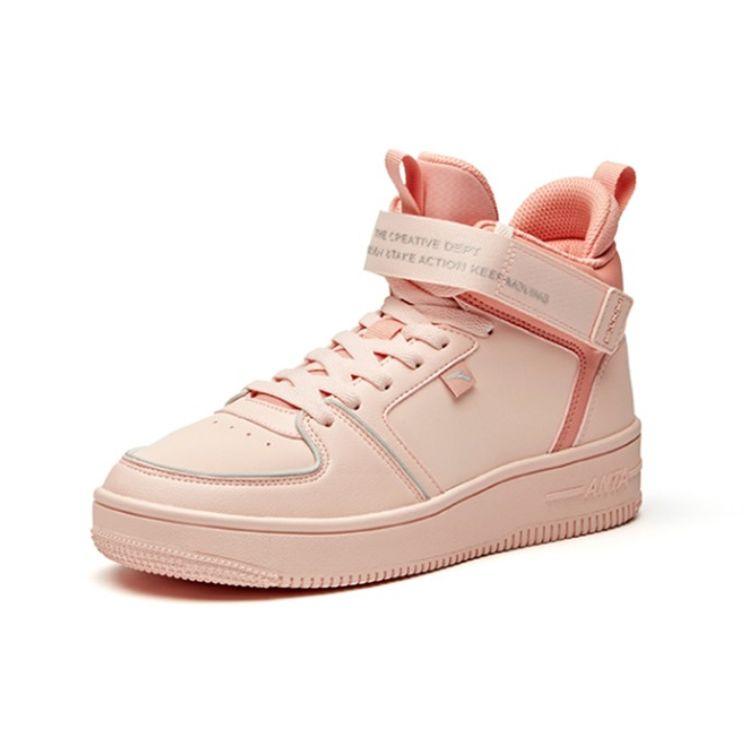 Anta Модные нескользящие износостойкие высокие кроссовки для скейтбординга на липучке женские кроссовки нежно-розовые 92948061-3