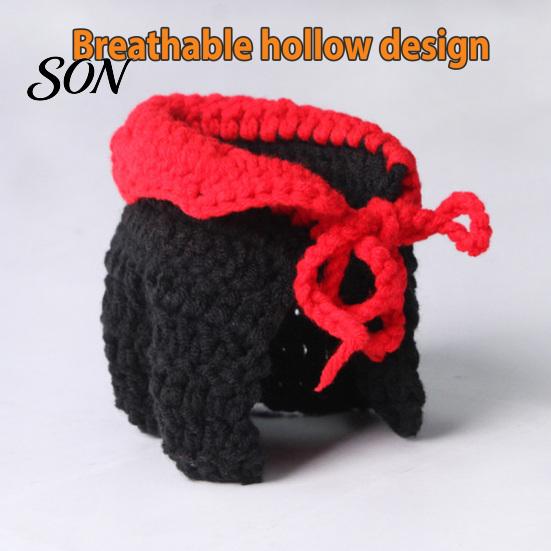 Costume for Parrots Halloween Parrot Vampire Cape, Knitted Cosplay Cape with Red Small Animal Holiday Outfit Collar, Crochet Bird Cloak Party