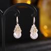 2022 Trendy Pearl Dangler Women Luxury Wedding Jewellery Gold-Plated Cubic Zirconia Stud Earring Brand Design Ear Hook