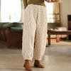 Johnature Quilted Thickened Women Bloomers Loose Elastic Quilted Cotton Trousers Winter Solid Color Casual Pants