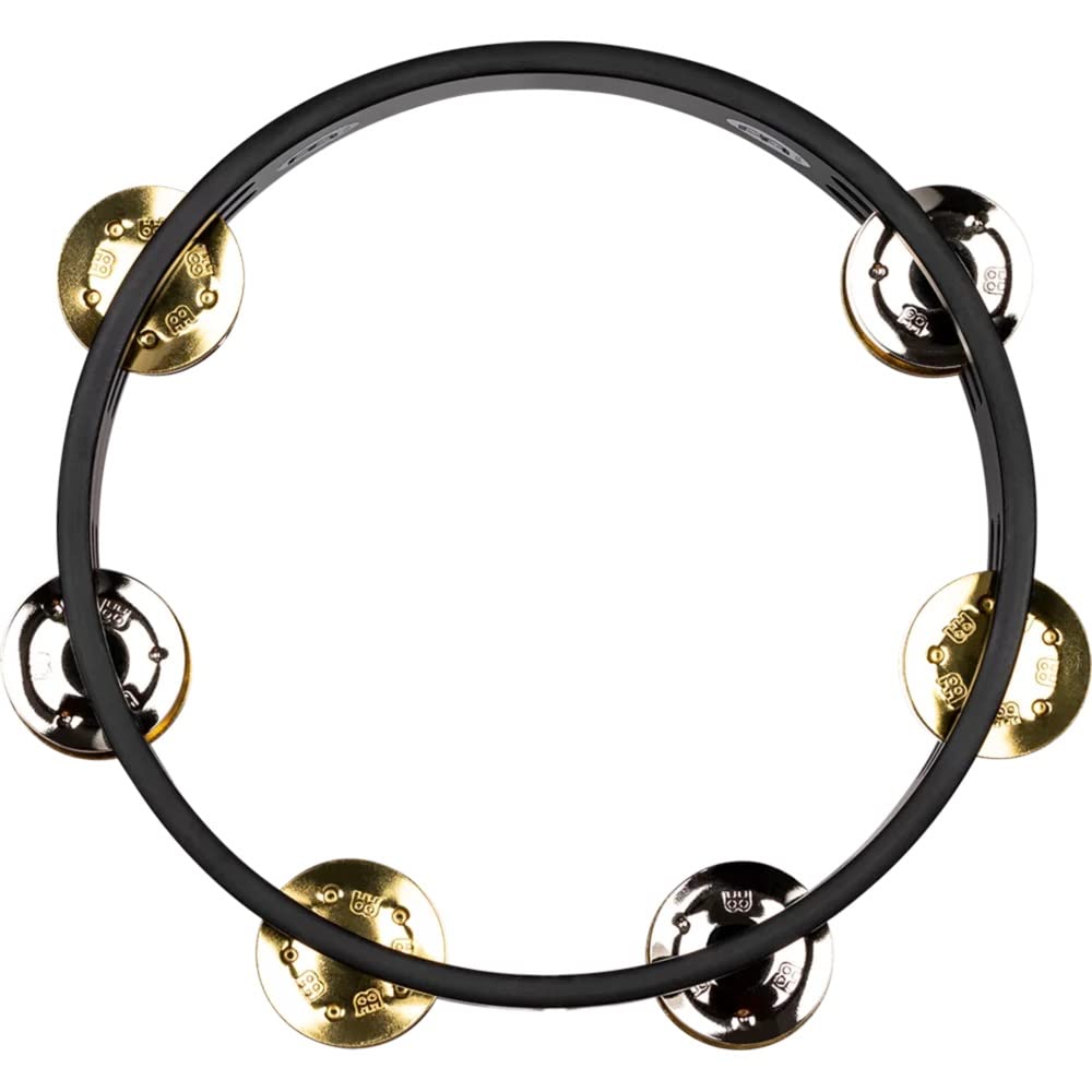 MEINL Percussion Compact Wood Tambourine, Solid Brass, Jingles, 2-Row, CTA2B-BK