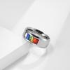 Titanium Steel Rainbow Ring for Men's Women's Fashion Ring Couple Pair Ring Jewelry
