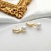 Качественные роскошные серьги с цирконом, висячие серьги из серебра 925 пробы с белым жемчугом для женщин, изысканные ювелирные изделия золотого цвета U-образной формы