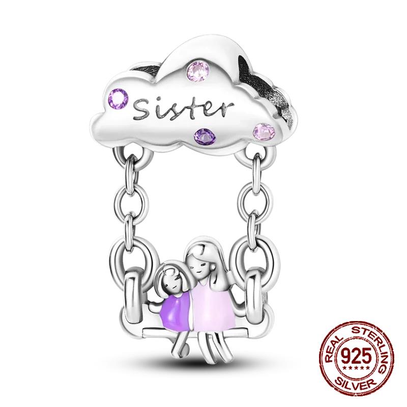 Медные Шармы в форме сердца для дочери и мамы, подходят для браслетов с диаметром отверстия 4 мм, изысканные украшения DIY на День матери в подарок